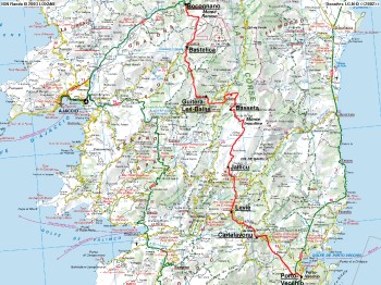 Carte de l'itinéraire du GR20 bis Sud Corse